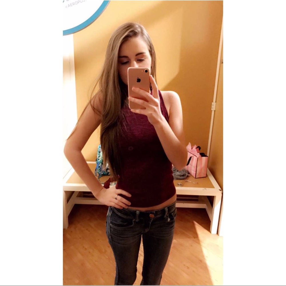 Aeropostale Red Fitted Sleeveless Tank Top